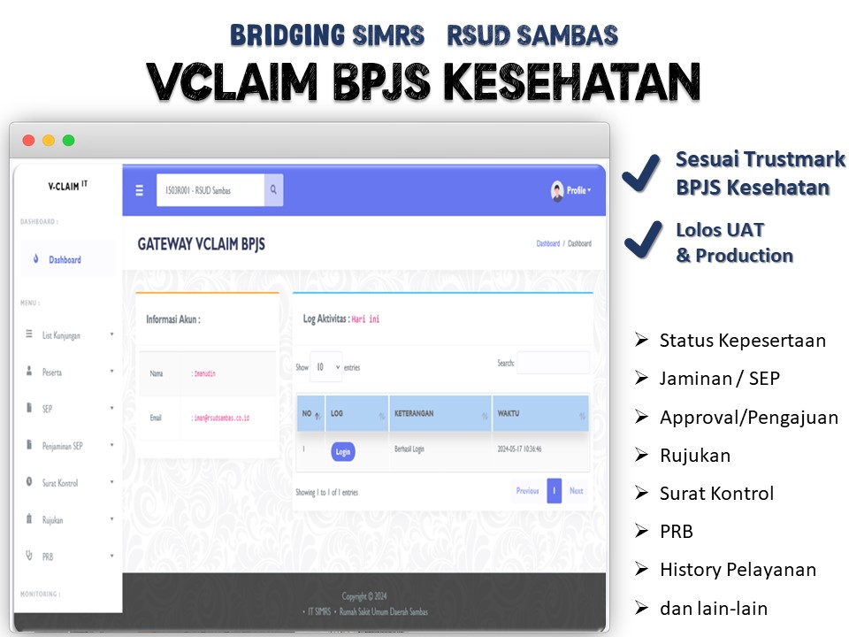 Gateaway VClaim BPJS Kesehatan dan SIMRS Rumah Sakit